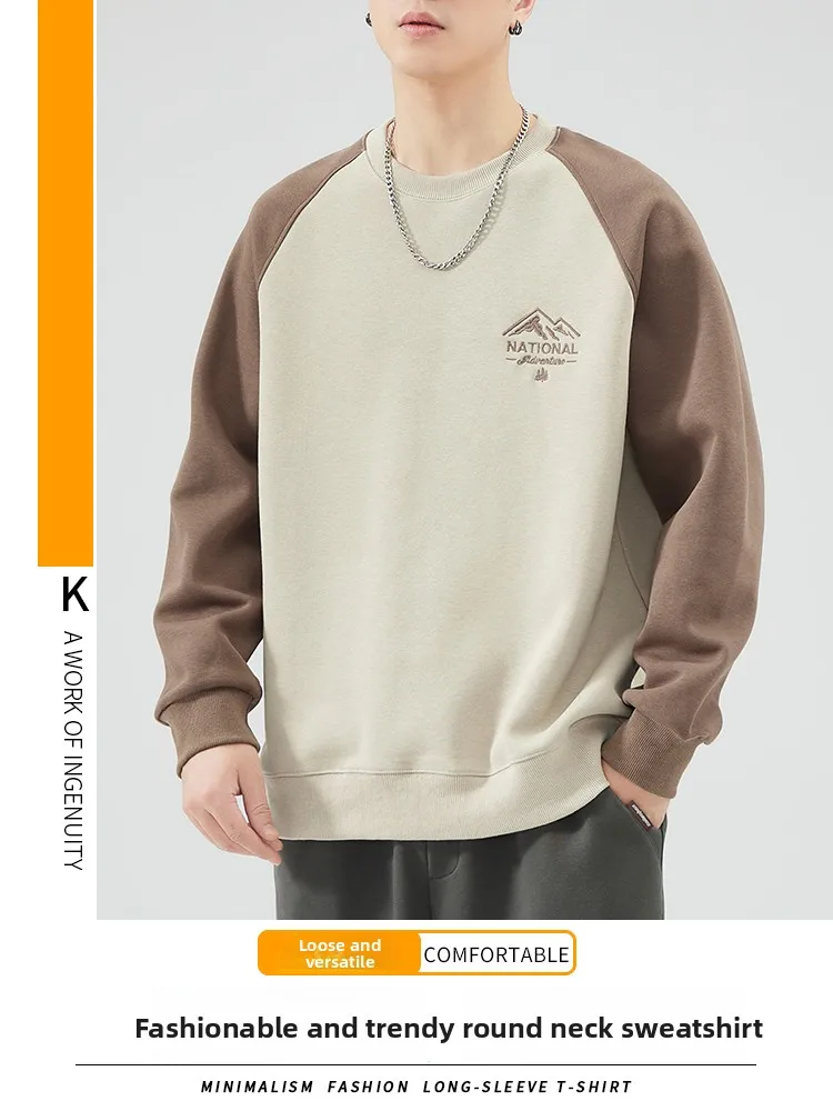 

Casual round Ne Long Sve Men's Sweatirt Spring Autumn Sle Comfortable Breathable Faionable Inner Wear Base irt