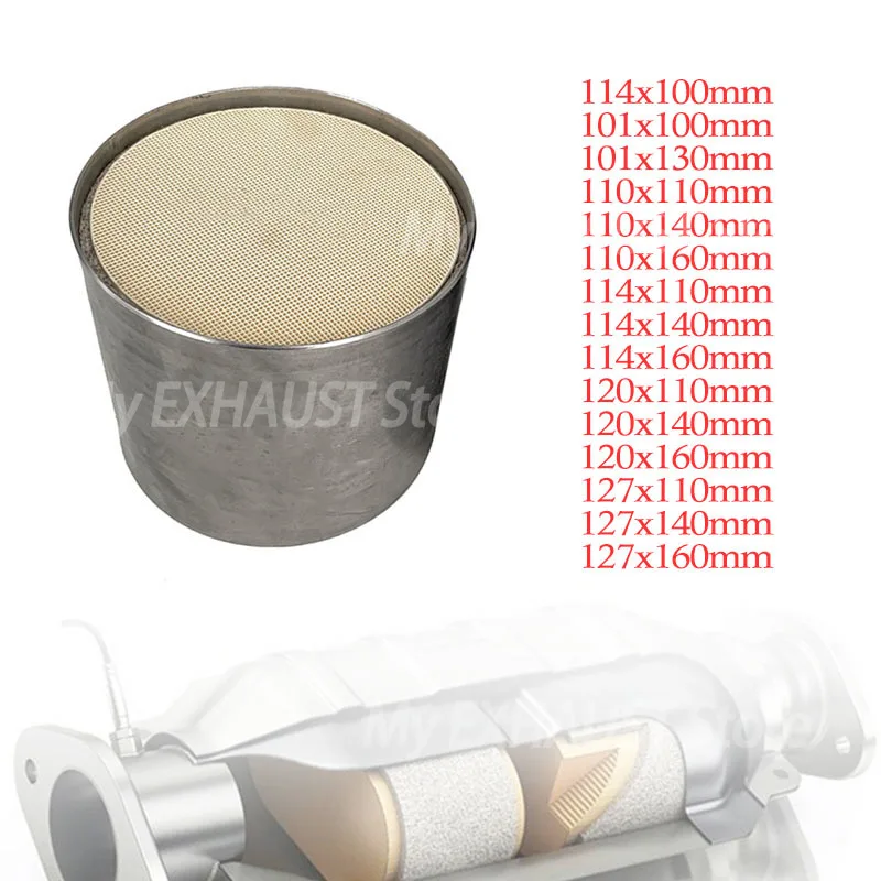 Euro 1 400 Cpsi High Flow 101/114/120/127*100 Mm Three Way Round Universal Catalytic Converter with Ceramic Substrate