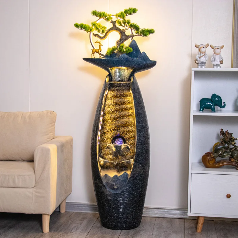 Flowing water fountain circulating water lucky feng shui ball floor ornament courtyard living room landscape humidifier