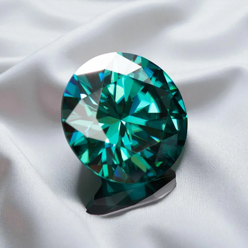 Moissanite Stone  Round Cut 8 Hearts 8  Arrows Natural Emerald Green Color DIY Advanced Jewelry Making  With Certificate