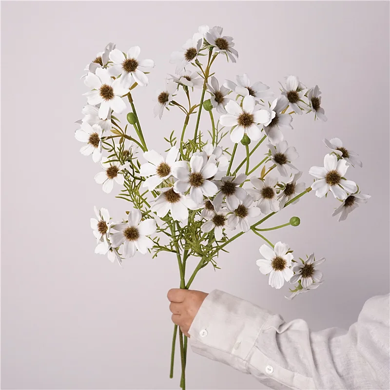 5Pcs Moisturizing Autumn Chrysanthemum Real Touch Cosmos Artificial Flowers Garden Wedding Decor Design Home Desk Party Floral