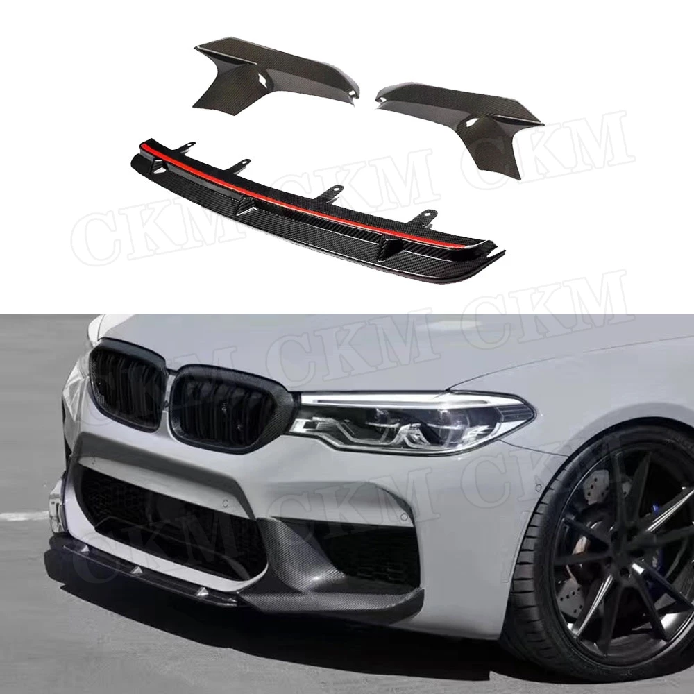 

CKMUUER Dry Carbon Fiber For BMW 5 Series F90 M5 2018 2019 Front Bumper Lip Splitters Spoiler Head Bumper Chin Protector