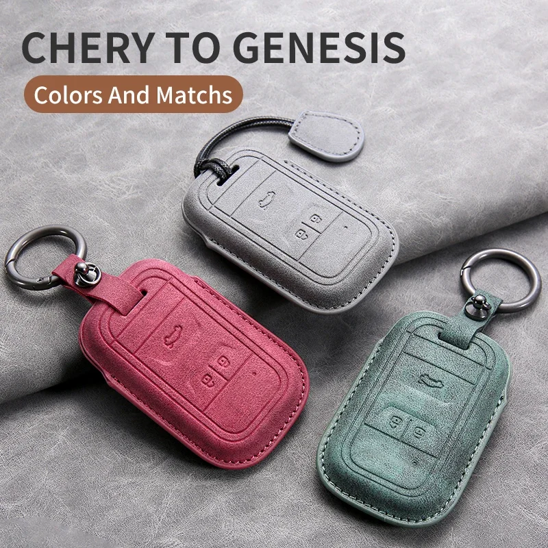 

Car Key Case Cover for Chery Tiggo 4 7 Arrizo 5X 3 Tiggo 8 Plus Leather Car Key Shell Accessories