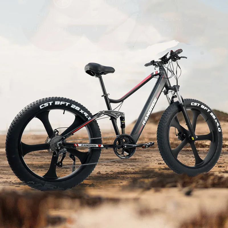 

Randride yx90m electric bike mountain full suspension Shimano 21 speed electric fat bike 1000 W with integrated wheel