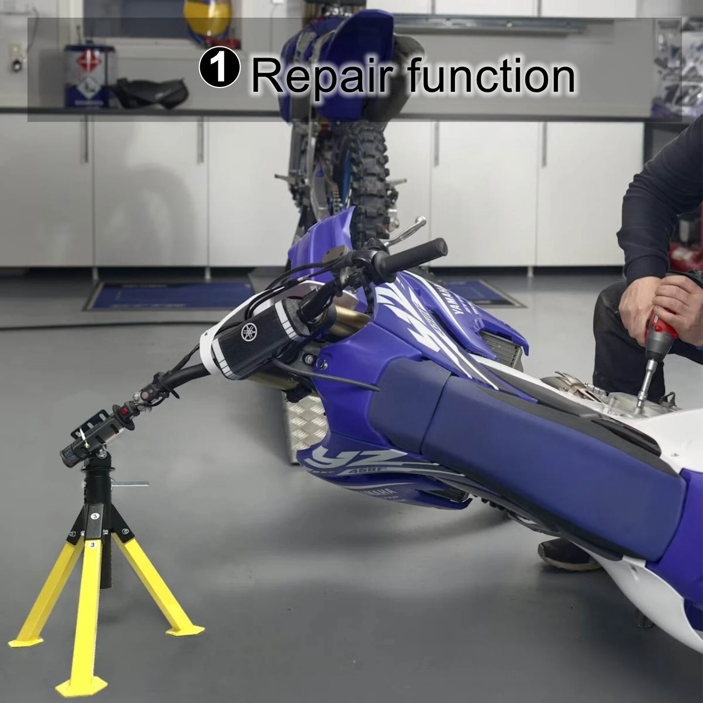 Multifunctional, Universal, Height-Adjustable Motorcycle Repair, Cleaning, and Transport Stand