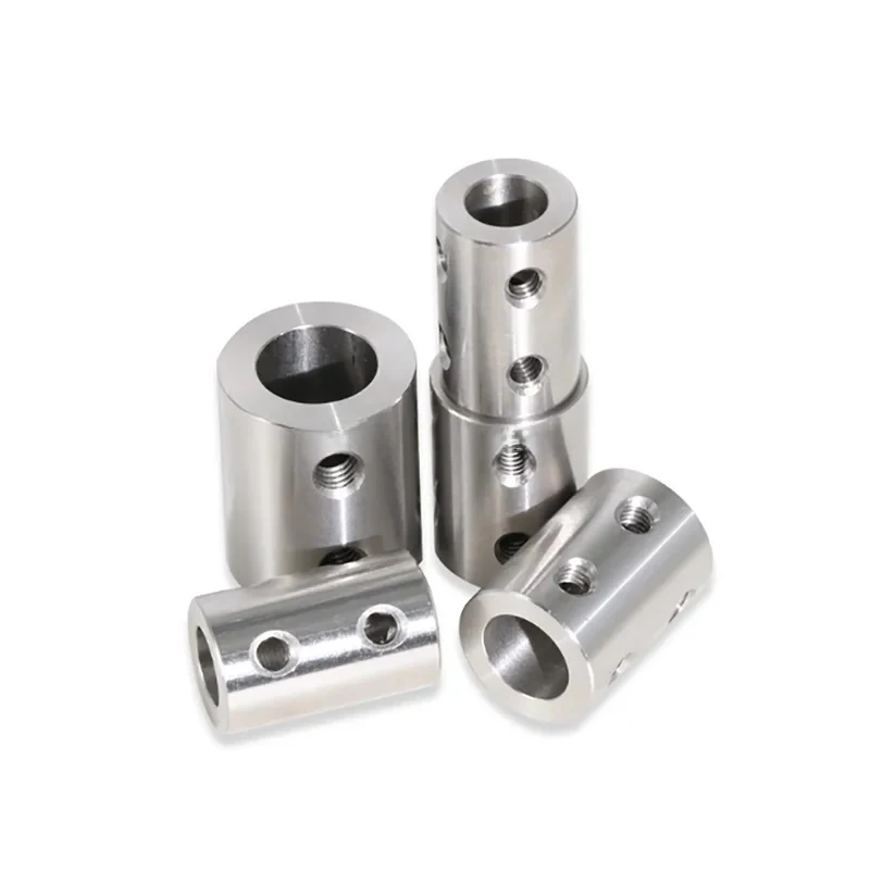 3-12mm Stainless Steel Rigid Coupling / Double-Hole Clamp Connector - Variable Transmission Adapter for CNC & Model Machinery