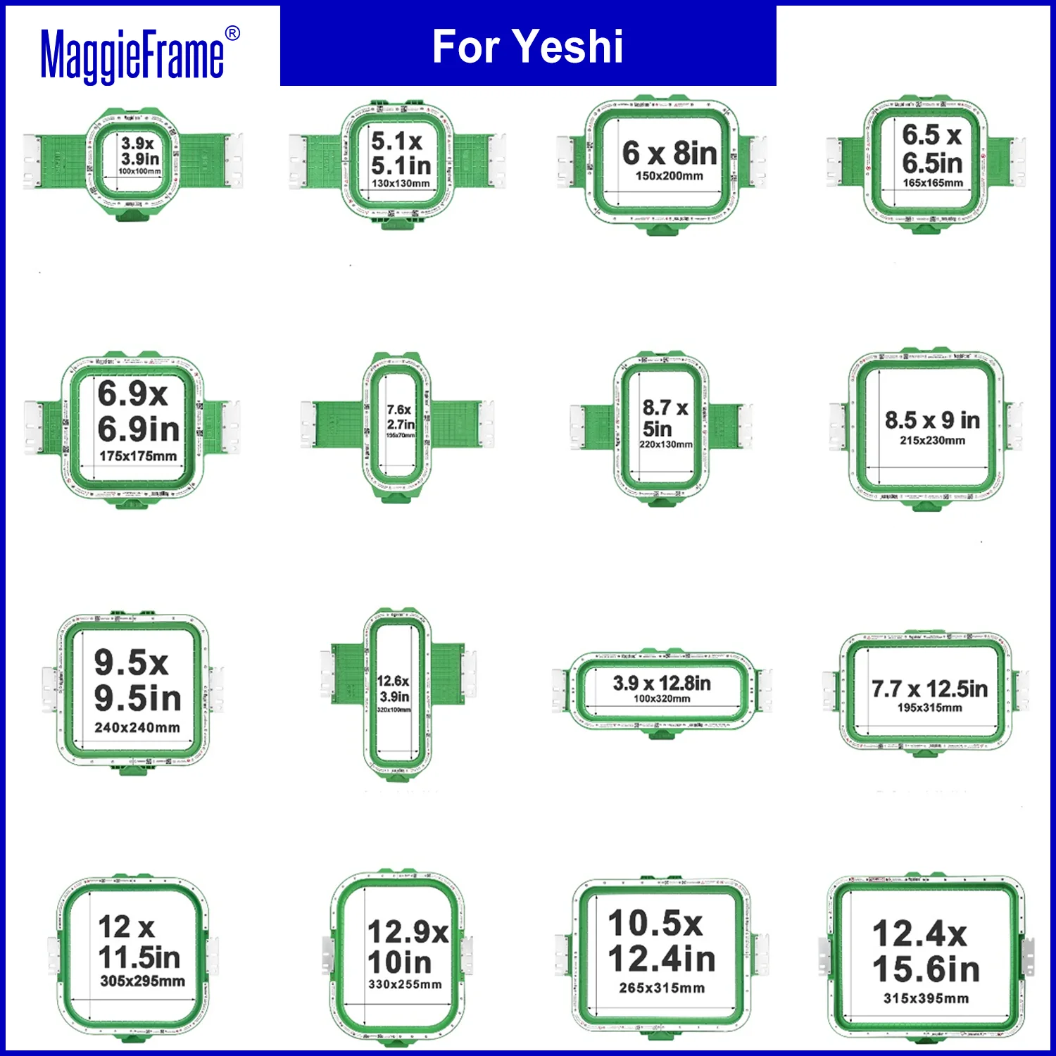 

MaggieFrame Mighty Hoop Master Magnetic embroidery hoop for Yeshi YS-MINI1201 YCL1201 YSN1501CT/1503CT/1504CT embroidery machine