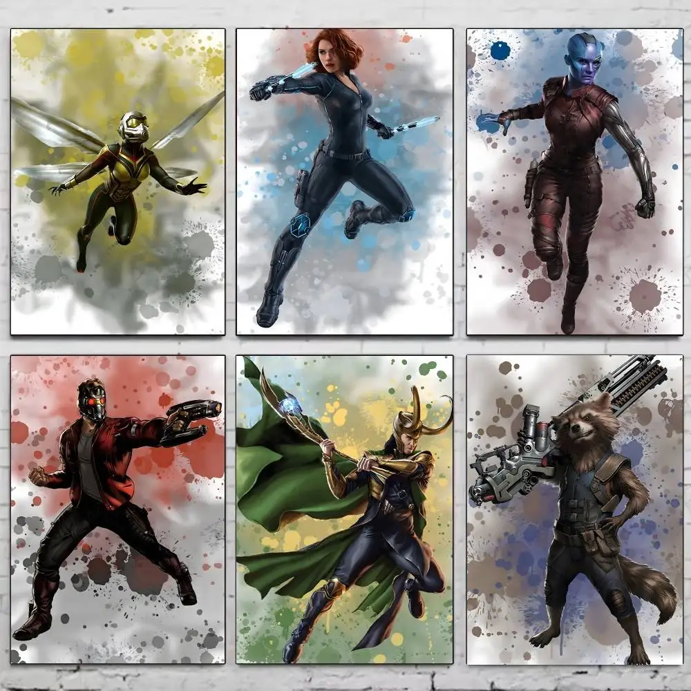 

MINISO Marvel Watercolor Poster Self-adhesive Art Waterproof Paper Sticker Coffee House Bar Room Wall Decor