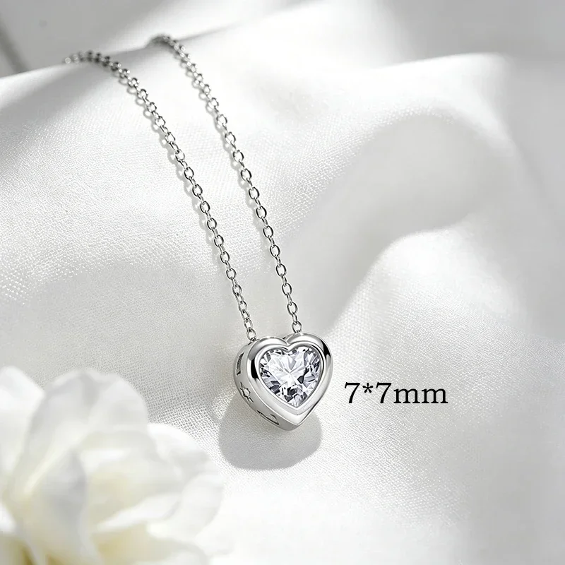 NASIA 7*7mm Heart‑shaped Moissanite Pendant Necklace for Women Gift Wear Lab Diamond Chain Real S925 Sterling Silver 2026