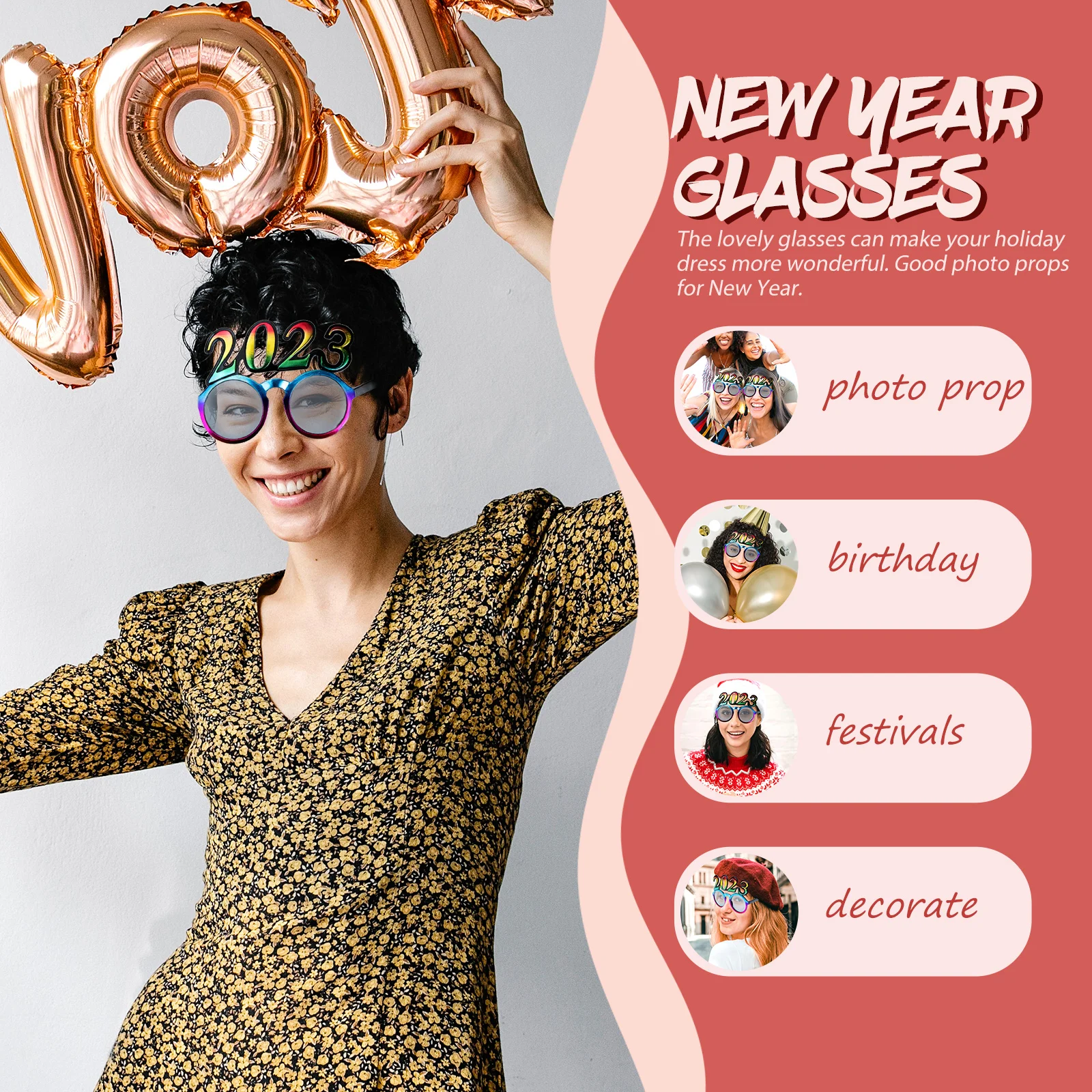 

Digital Glasses Party New Year Frame Eyeglasses for Adults Novelty Photo Supplies Decorate