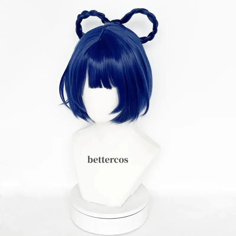 Xiangling شعر مستعار تأثيري 30cm قصيرة الأزرق الداكن تأثيري الباروكات مقاومة للحرارة بيروكات صناعية