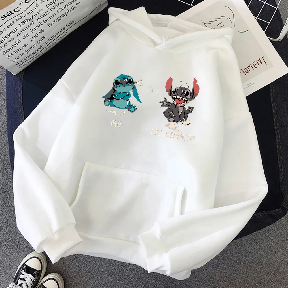 Anime Lilo Stitch Cartoon Hoodies Cute Disney Comics Hoodies Pullovers Autumn Fleece Soft Streetwear Casual Warm Women Hoodie