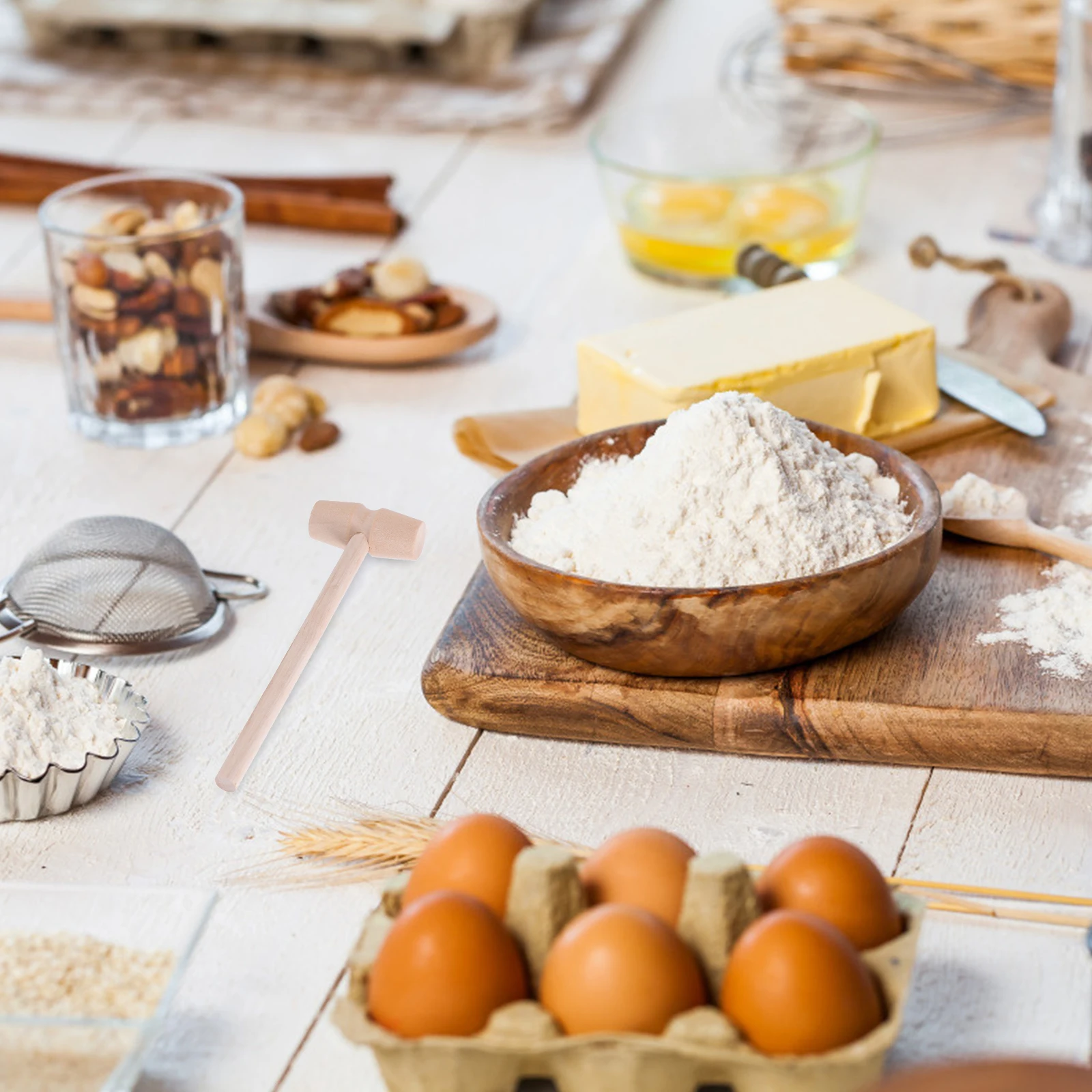 

10Pcs Wooden Hammer Tools Smooth Finish Reusable Kids Educational Toy Improve Coordination Mini Mallets Food Mallet Wood