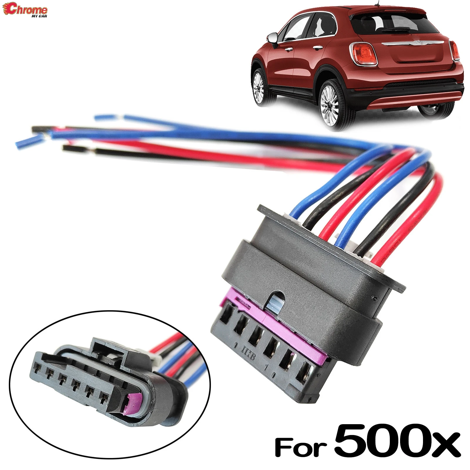 6Pin For Fiat 500X 2014 - 2024 Rear Tail Light Lamp Connector Pigtail Plug Prewired Wiring Harness Cable 2020 2019 61132359993