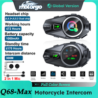 1/2pcs Q68MAX Motorcycle Helmet Bluetooth Intercom Headset Full Color Screen FM Radio Double Walkie-talkie Mixing Music Sharing