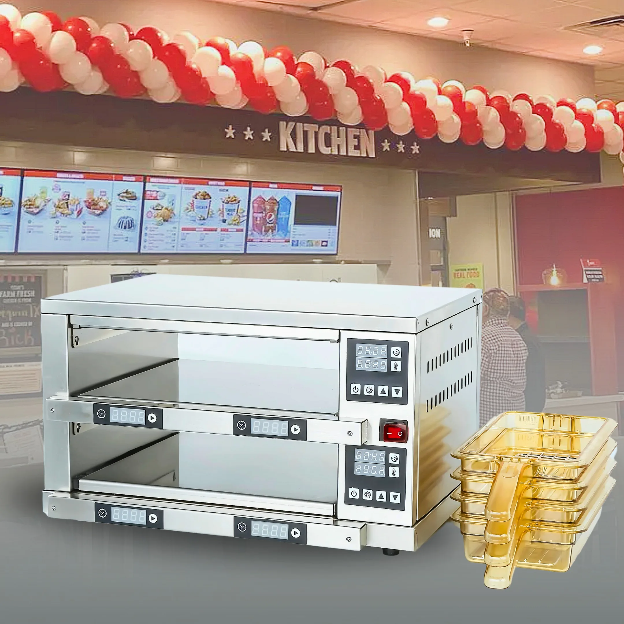 Discount Bonanza 2 Layers Pans Catering Restaurant Service Stainless Food Warmer Pizza Easy To Operate