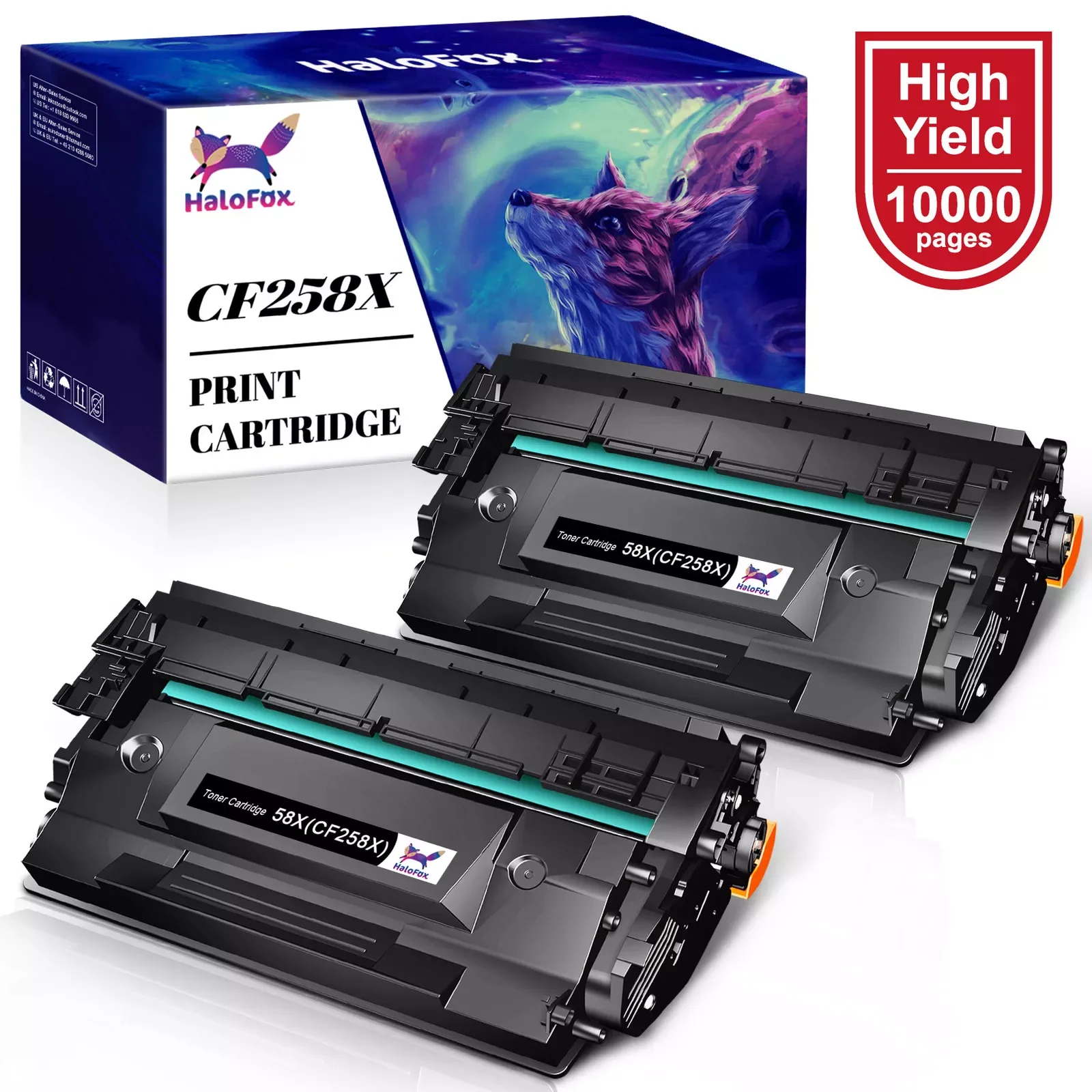 2PK Toner (NO CHIP) for HP CF258X 58X LaserJet Pro M404dn M404dw M404n Printers