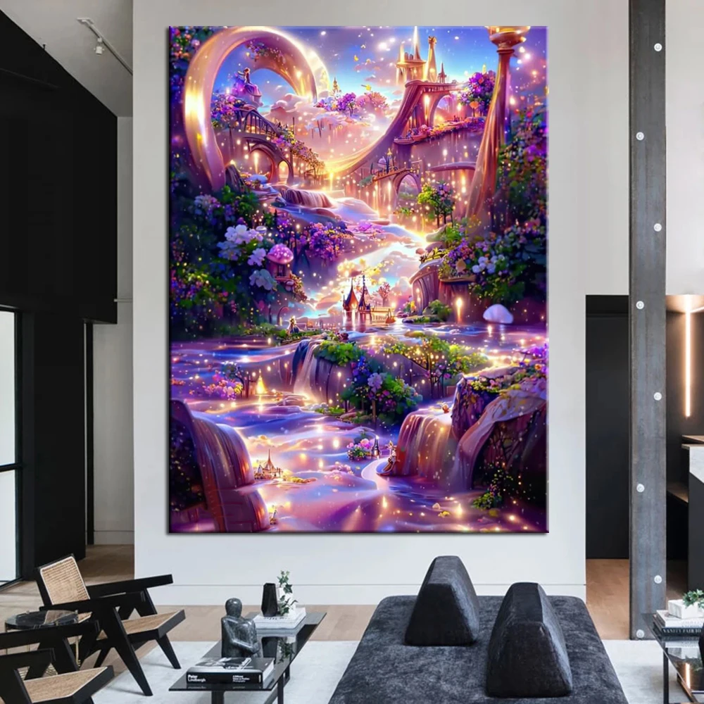 5D Diy Diamond Embroidery Fantasy Purple Forest Full Drill Diamond Painting Needleworks Cross Stitch Home Decor y5367