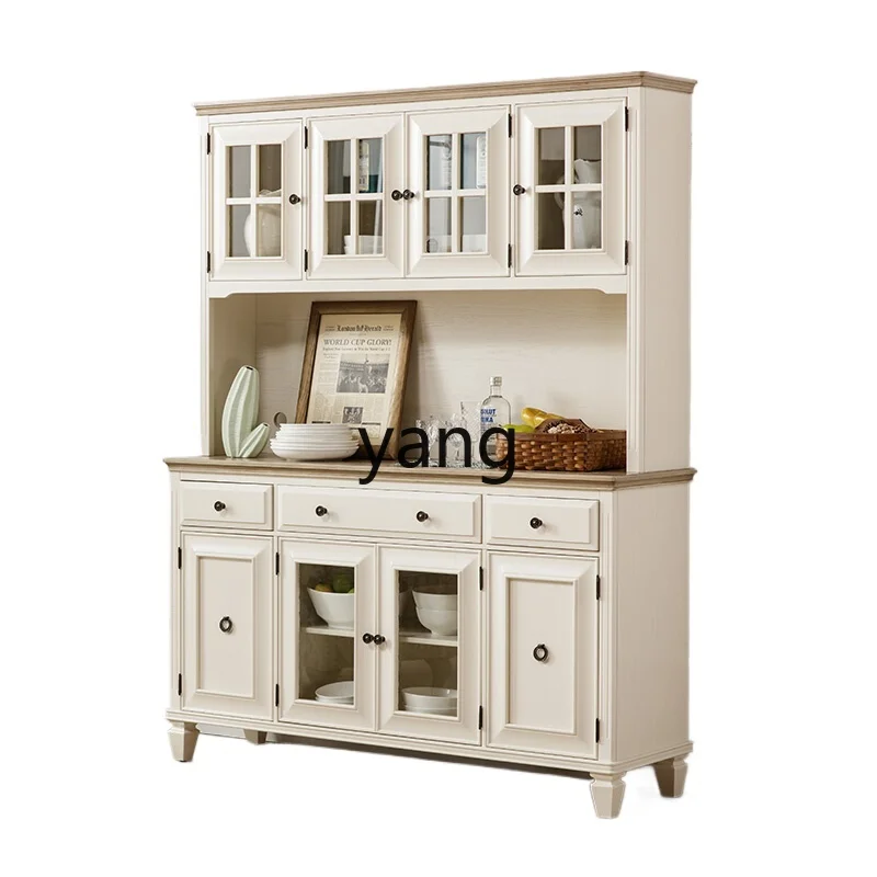 ZL pure solid wood wine cabinet simple light luxury tea cabinet cupboard multi-functional storage double layer