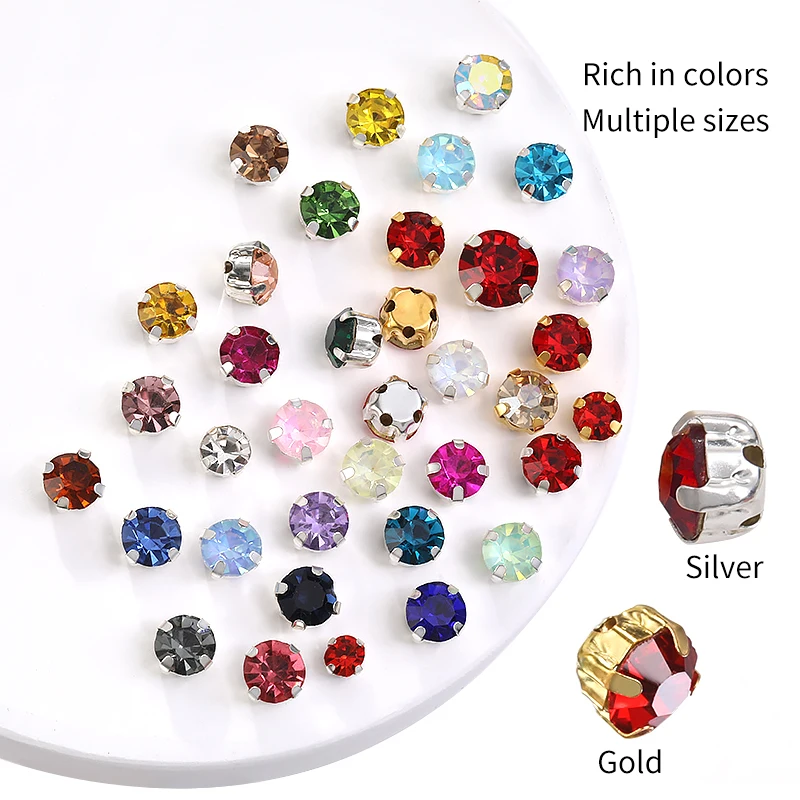 Glass Round Rhinestones With Claw Sew On Crystal Stone Strass Diamond For Clothes Dress Rhinestones for Crafts SS16-SS40