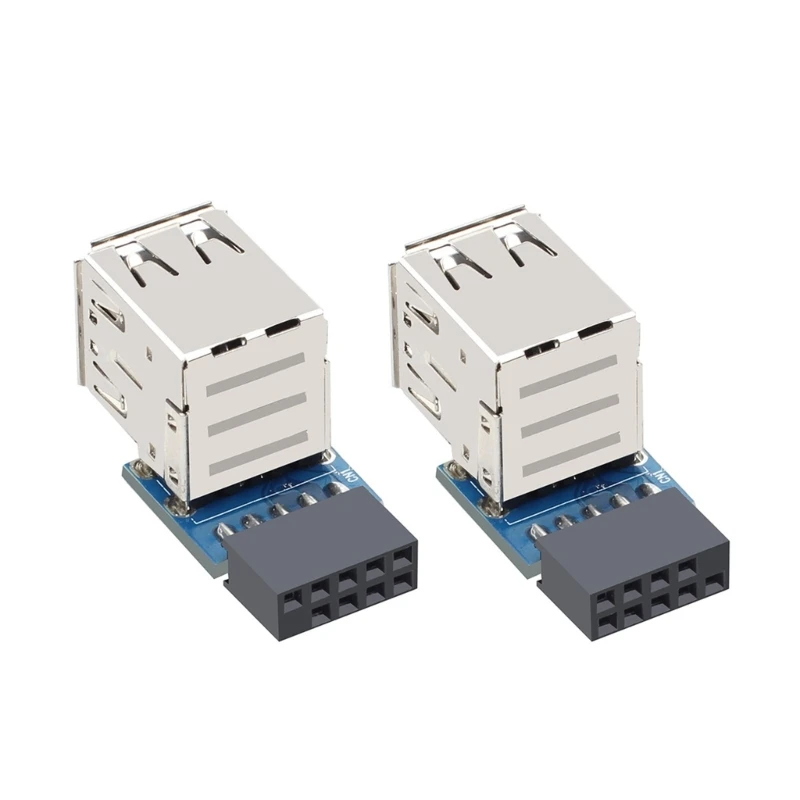 U55C Double USB2.0 To 9Pin Female Header Adapters For Desktop Motherboards Expansion