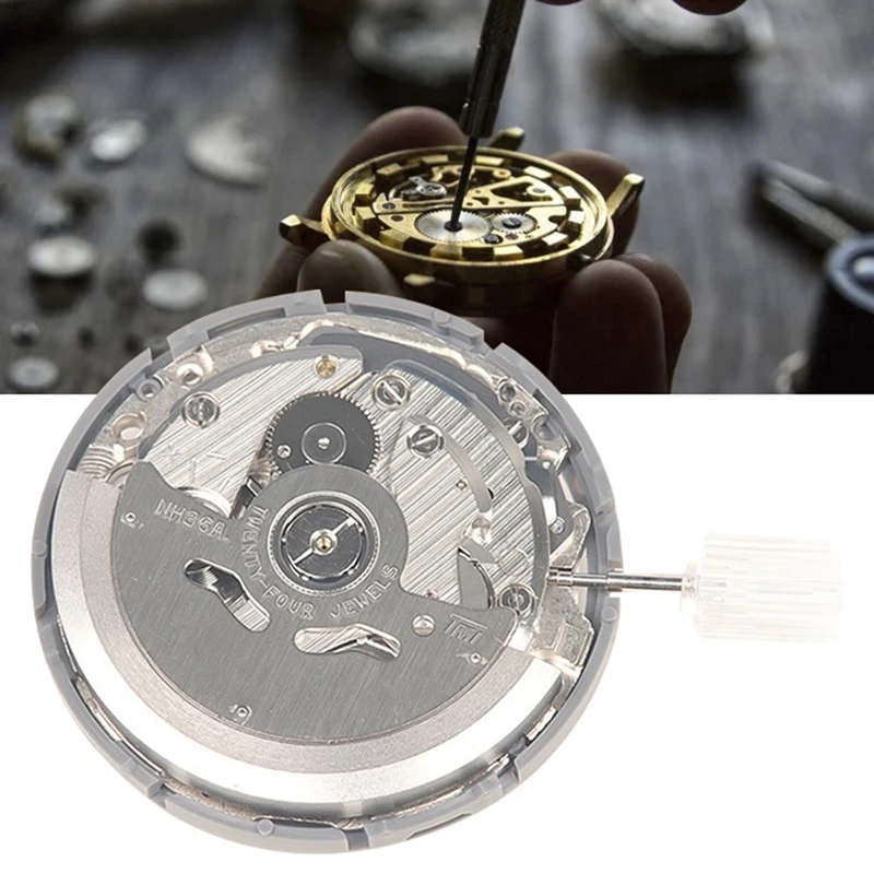 NH36/NH36A Movement +Steel Stem+Check Rod Kit Supports Day Date Set High Accuracy Automatic Mechanical Watch Movement