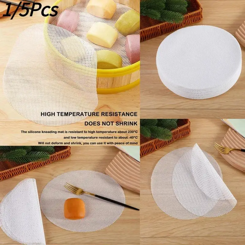 1/5Pcs Kitchen Non-stick Steamer Cloth Circular Silicone Steamer Cloth Steamed Mantou Mat Diameter 30/36cm Kitchen Accessories