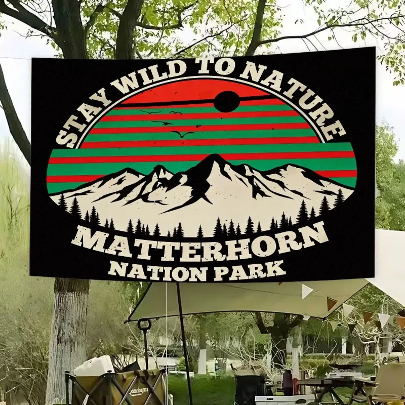 VIKAMA Vintage Mountain Camping Tapestry Stay Wild Nature Graphic Wall Hanging Aesthetic Decor for Outdoor Tent Bedroom Dorm