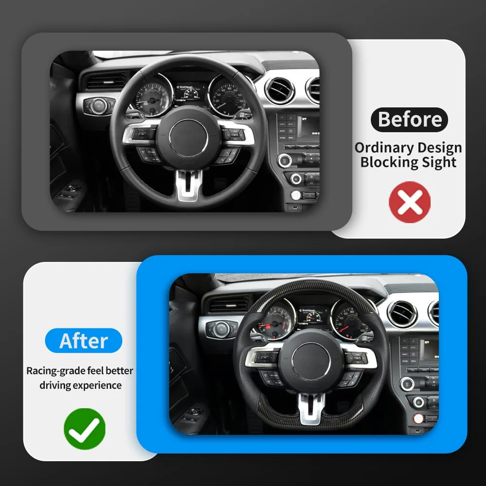 

Hydro Dip Carbon Fiber Steering Wheel With Black Stitching Steering Wheel For Ford Mustang GT 2015-2017 Car Upgrade Accessories