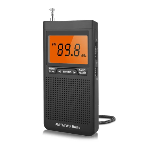 Imagen 2 del producto Radio meteorológica portátil FM AM NOAA Radio de bolsillo de emergencia con alarma de advertencia meteorológica canales de búsqueda automática Mini Radio de mano