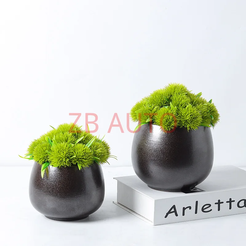 New Chinese style simulated floral green plant potted ornaments sales office negotiation table living room decorations