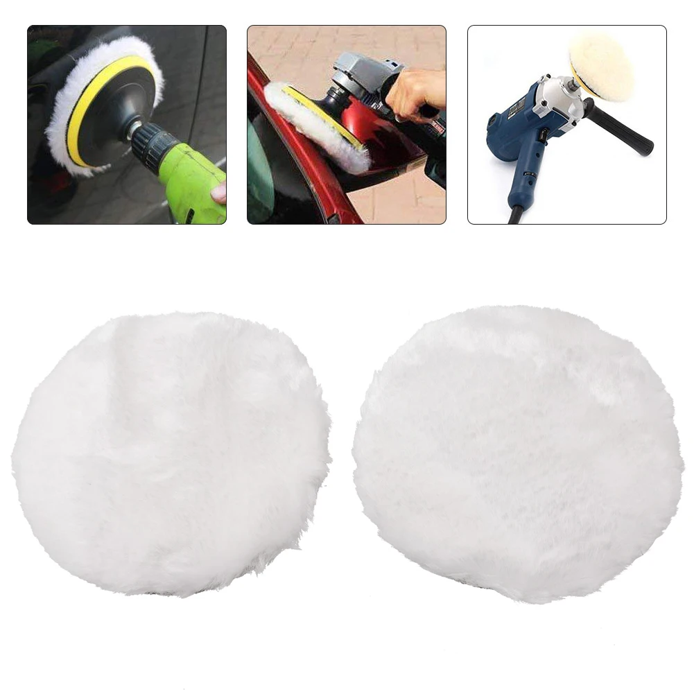 2pcs 4Inch 100mm Wool Polishing Pad Grinding Wool Pad Hook And Loop Buffing Pads Cars Washing Cleaning Accessories