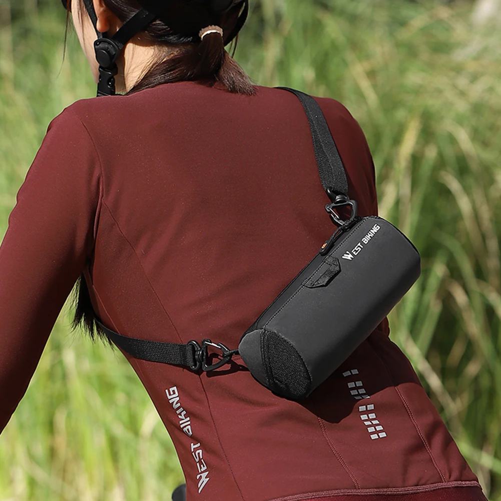 1L دراجة المقود حقيبة الإطار تخزين لفة حقيبة مع حزام الكتف دراجة كيس التخزين متعددة الوظائف الدراجات الملحقات #4