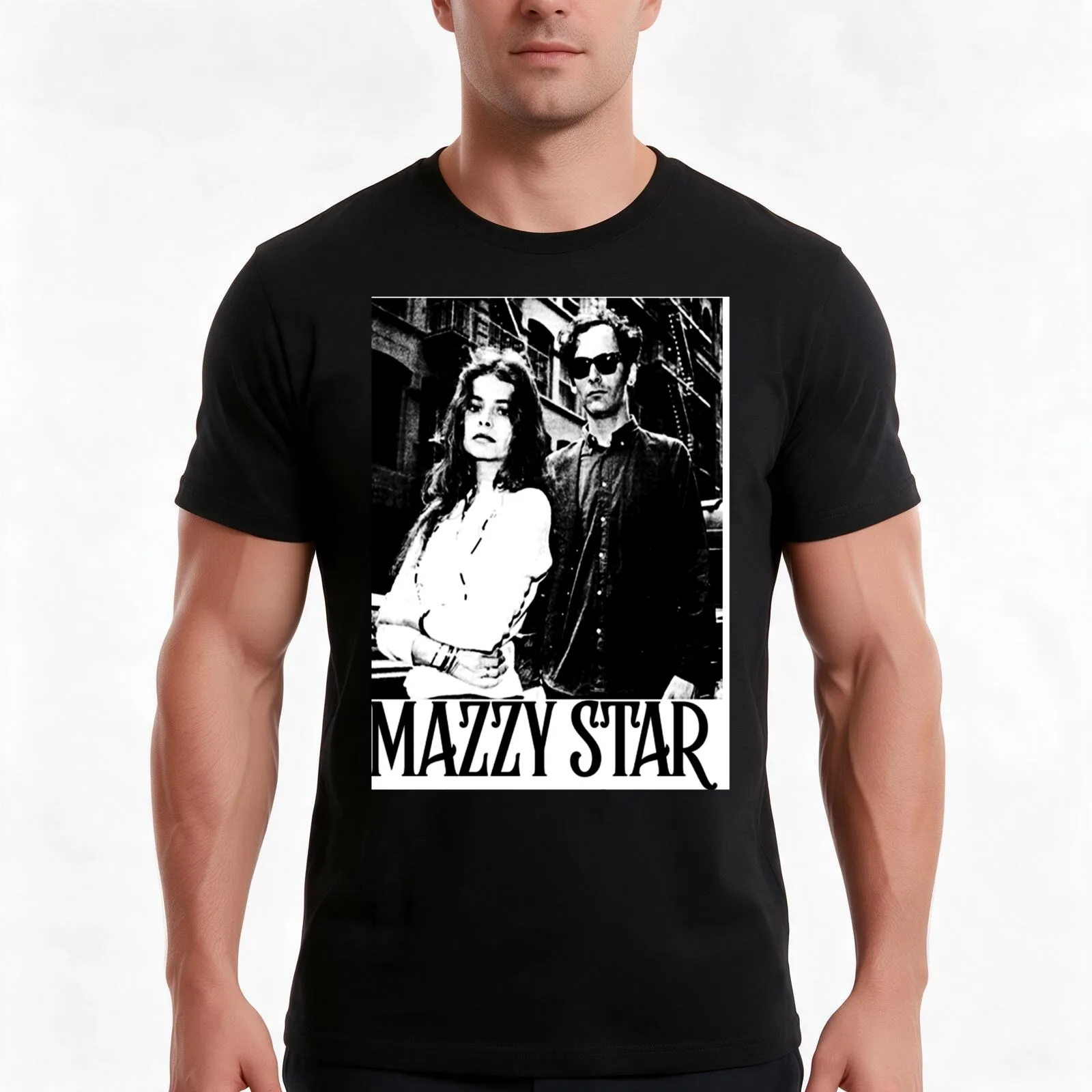 mazzy star Green T-Shirt, Summer Casual Cotton Tee, Oversized Streetwear Tops, Vintage Graphic Print, Loose Fit Short Sleeve