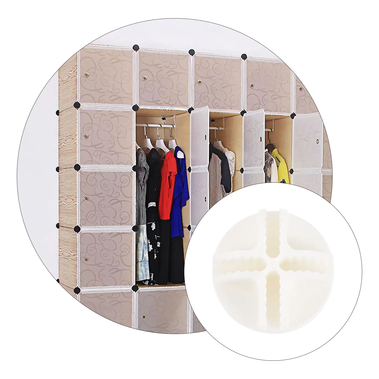 

20Pcs Wire Cube Connectors ABS Plastic Modular Closet Clips 8-Slot 4mm Panel Corner Buckles Cube Storage Organizer