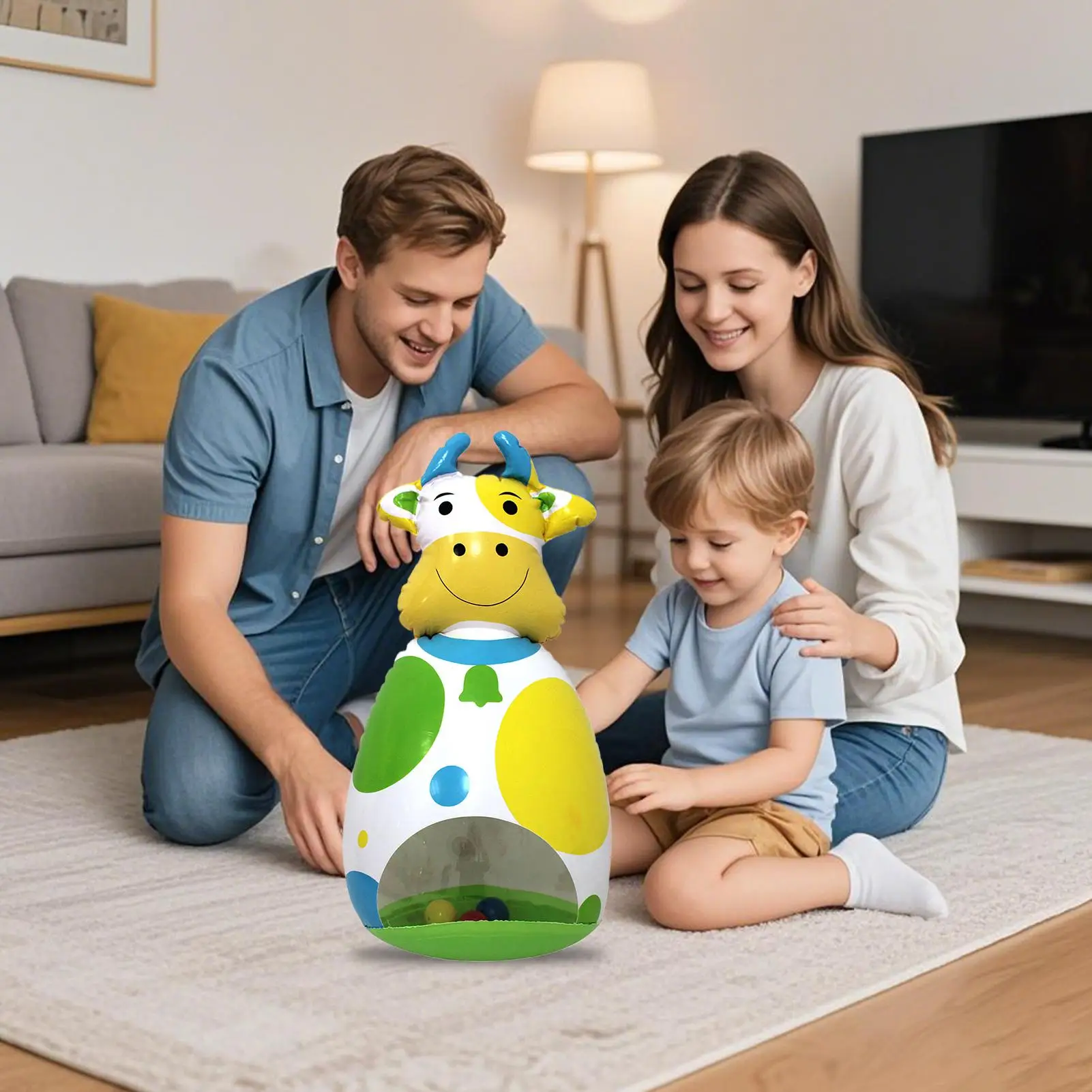 Wobble Toy 3D Wobble Toys For Babies Inflatable Cow Doll Children's Interactive Game For Desk Holiday Classroom Bedroom Travel