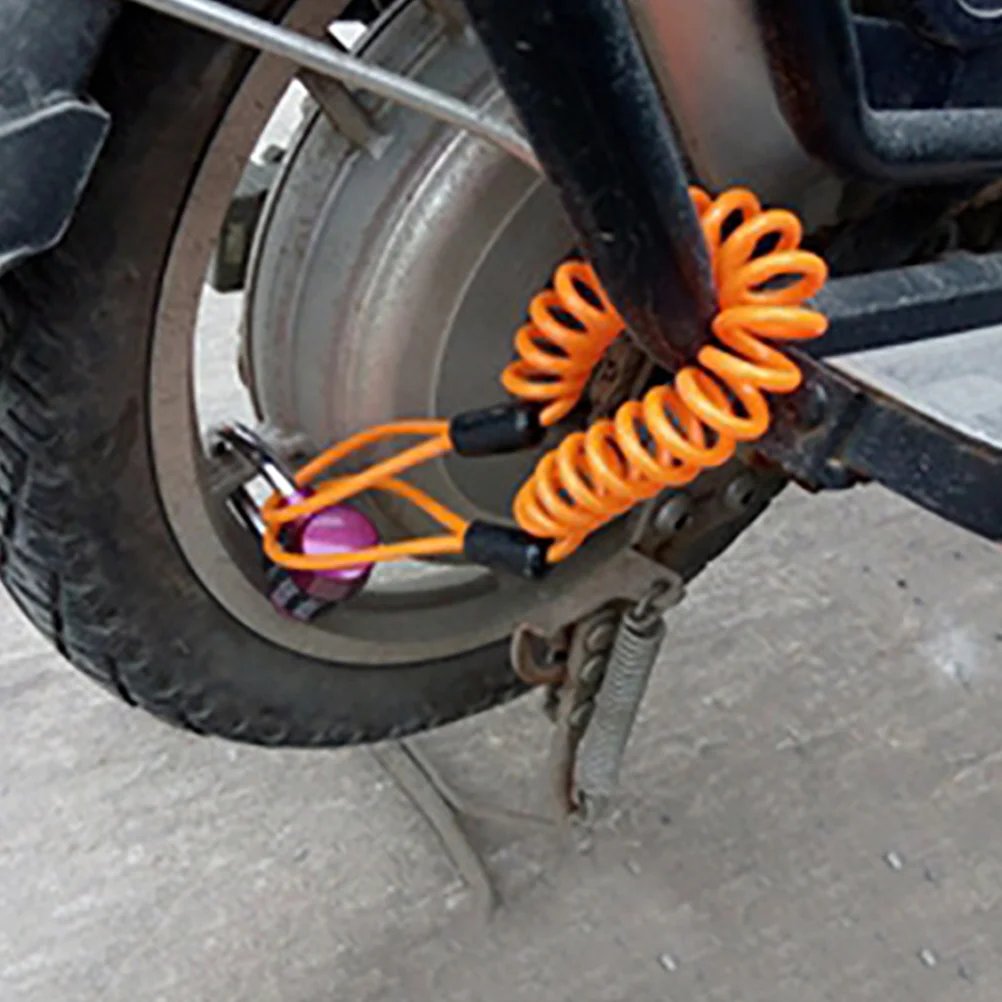 2Pcs Extended Spring Steel Cable Lock for Motorcycle Disc Brake Heavy Duty Bike Security Lock with High Visibility PVC Coating