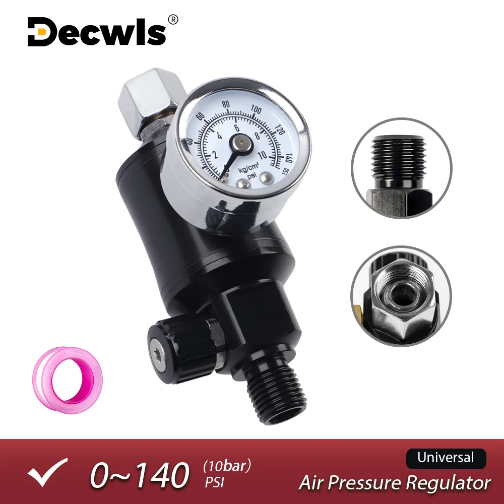 

1/4" Spray Gun Oil/Water Separator, Filter Pressure Regulator, Aluminium, With Air Pressure Regulator, Air Compressor Regulator