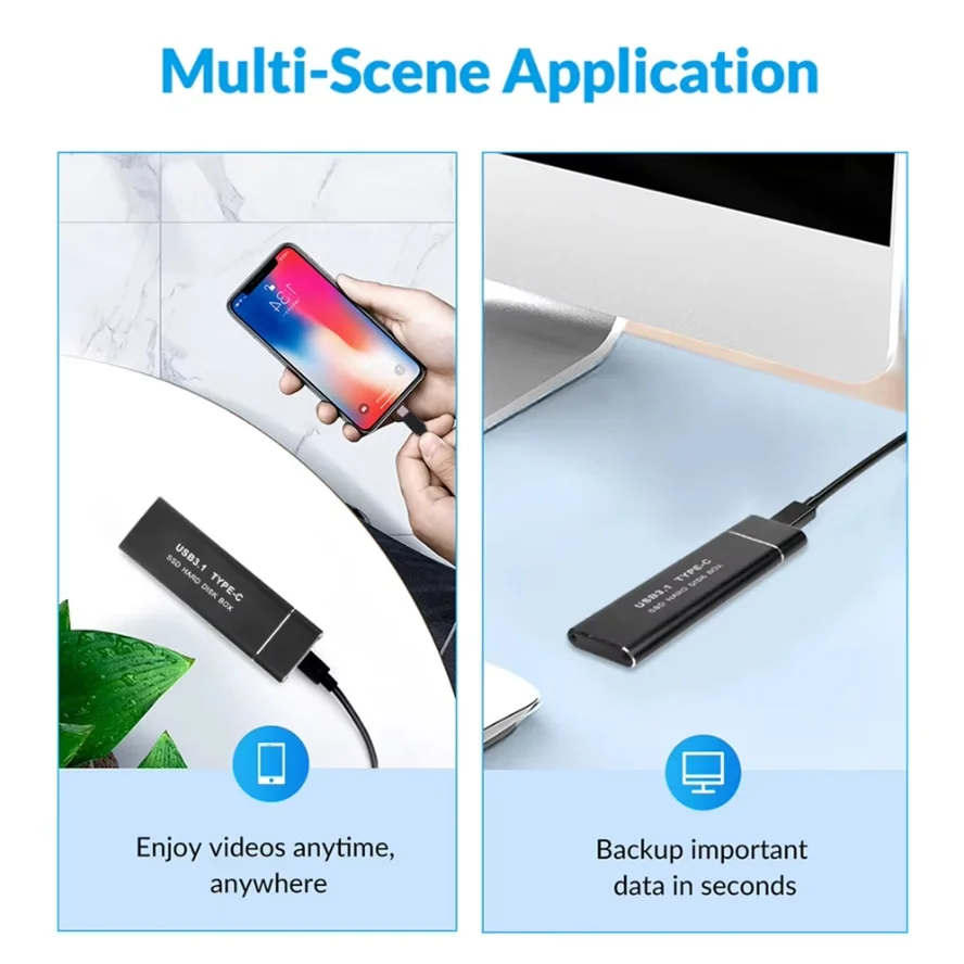 

Корпус M.2 NGFF SSD USB3.1 Type-C SSD Коробка жесткого диска поддерживает протокол NGFF к твердому металлическом корпусу внешнего жесткого диска Type-C