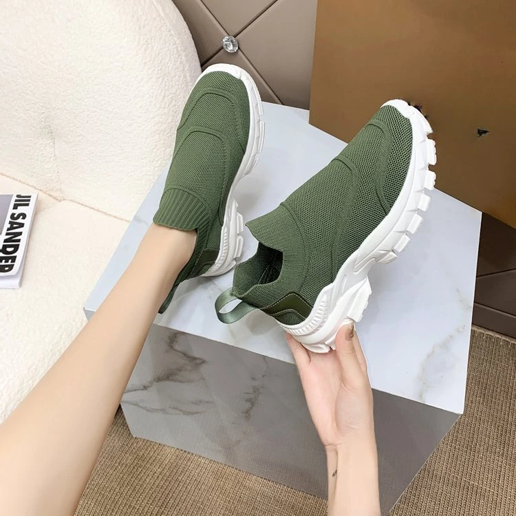 Women's Knitted Wedge-shaped Sports Shoes Comfortable and Breathable Mesh Flat Shoes Women's Casual Sports Shoes Women