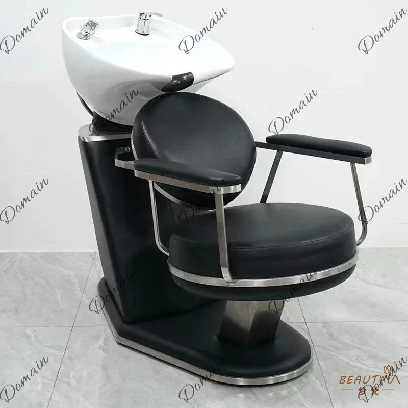 Japanese barber shop seated shampoo bed ceramic basin hair salon special flush bed hair salon shampoo chair