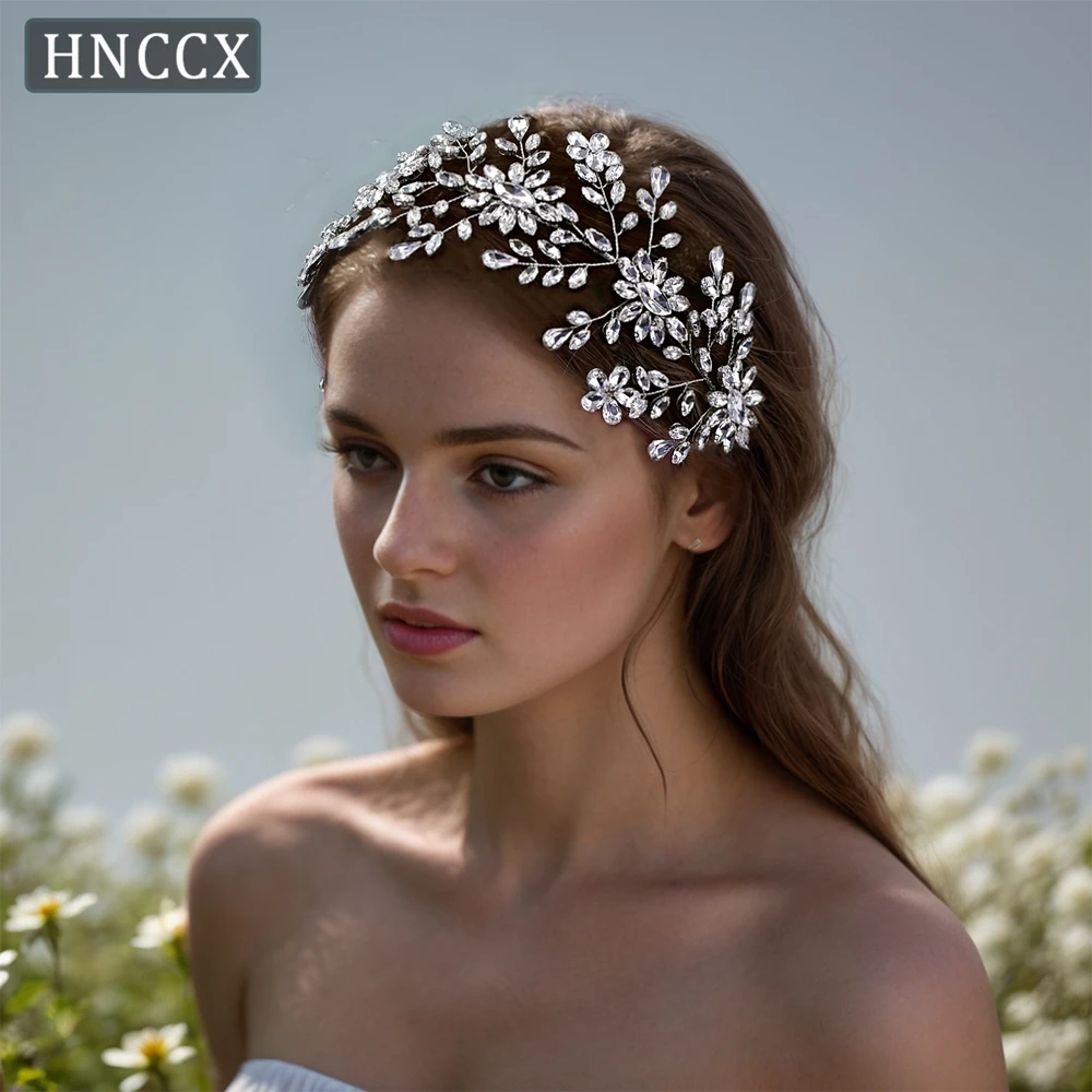 

HNCCX Bridal Wedding Headband With Rhinestone Woman Silver Color Banquet Hair Accessories Fashion Bridesmaid Ornaments CP408