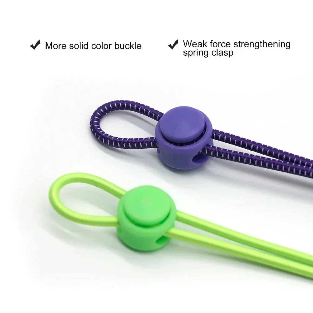 Child Adult Shoes Laces Without Tying Stretching Locks Round Elastic Shoelaces Quick Release Adjustable Shoes Buckle Accessories image 3