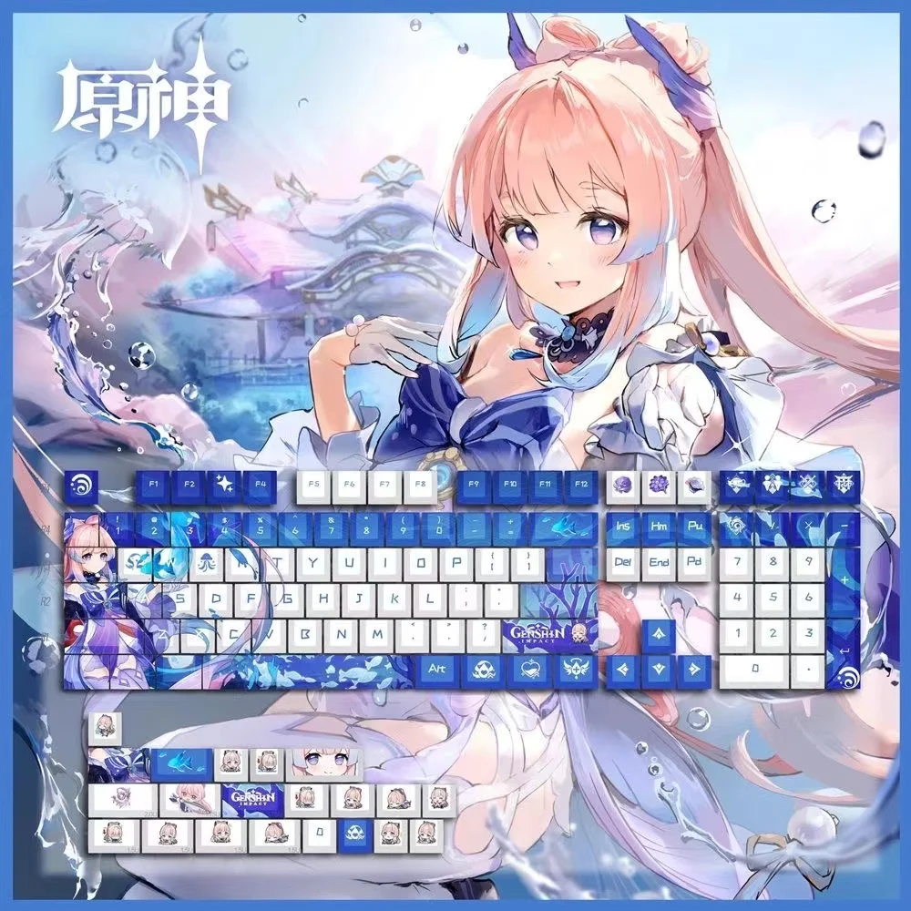 

Kokomi PBT Keycaps Genshin Impact DYE Sublimation Key Cover Cherry Cross MX Switch Key Caps for Mechanical Keyboard Otaku Gift