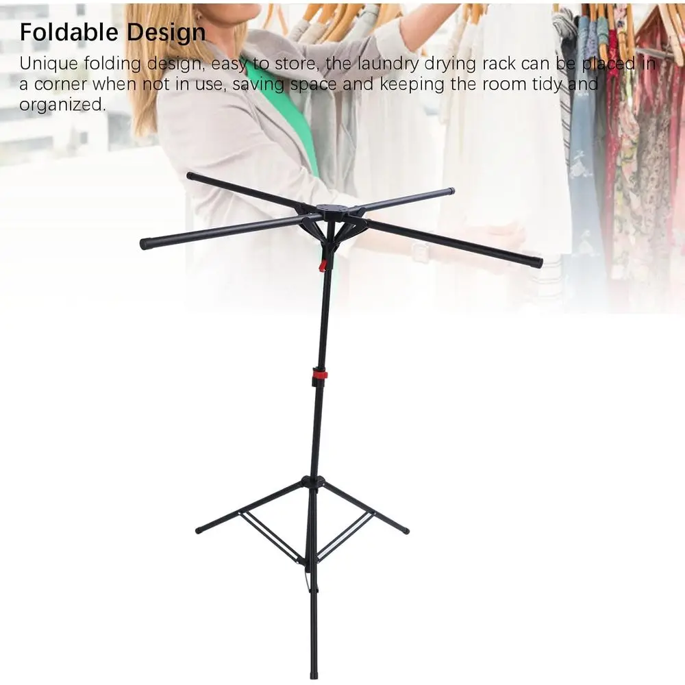 Collapsible Steel Outdoor Clothes Drying Rack with Large Capacity, Portable Indoor/Outdoor Use (Black)