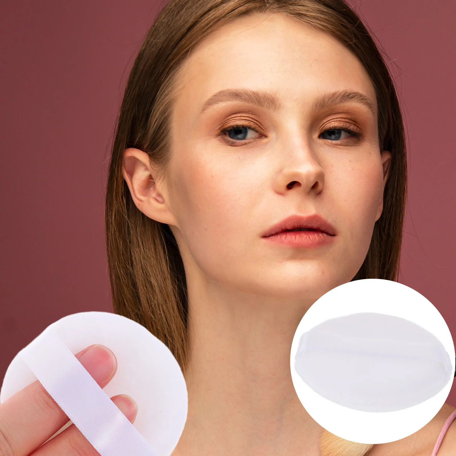 

Portable Empty Powder Case Pink Double Layer Mirror Design Leak Proof Makeup Container Loose Powder Puff Holder Travel Outdoor