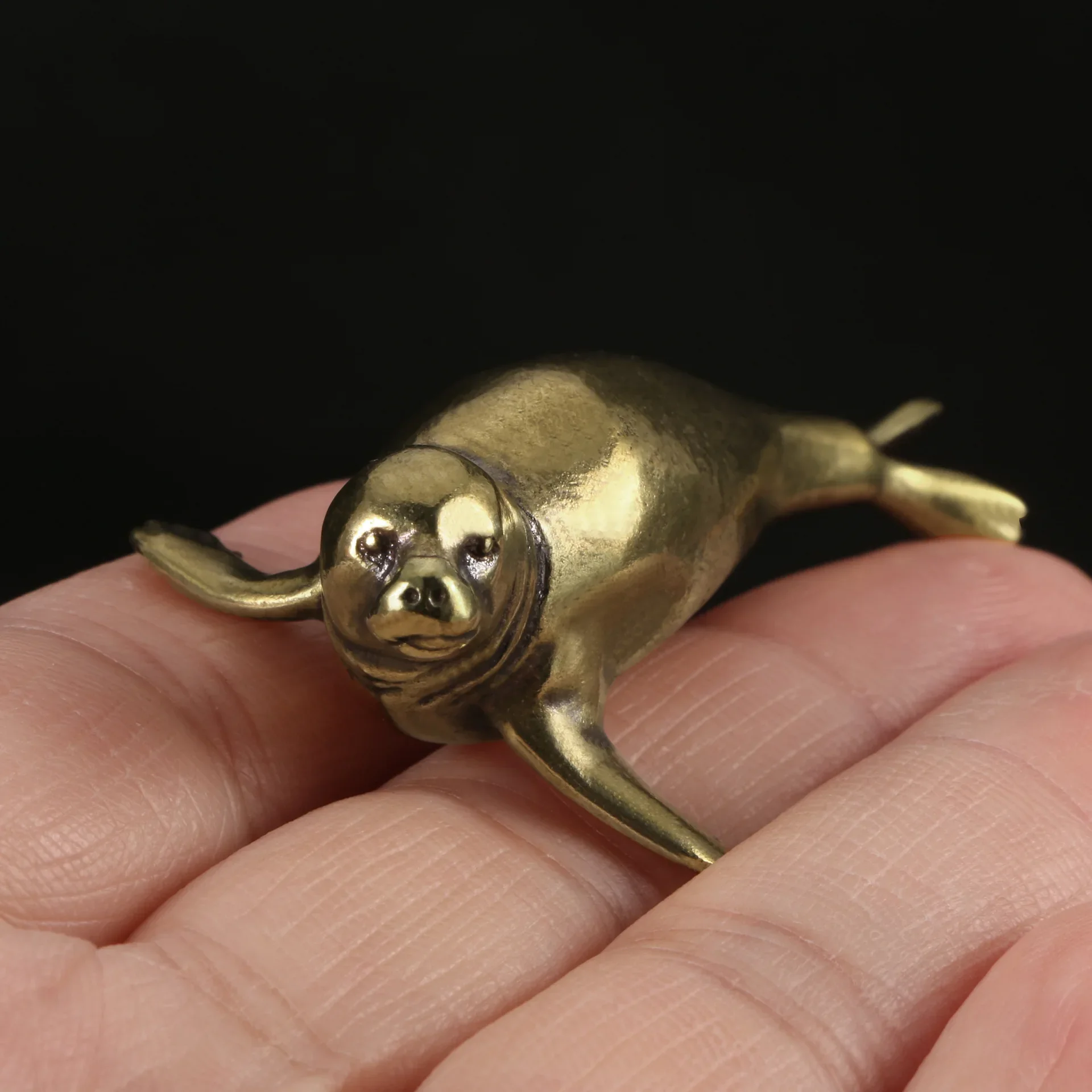Animal Brass Seal Metal Figurine Creative Marine Organism Tea Pet Desk Decoration Home Decor Crafts Collection