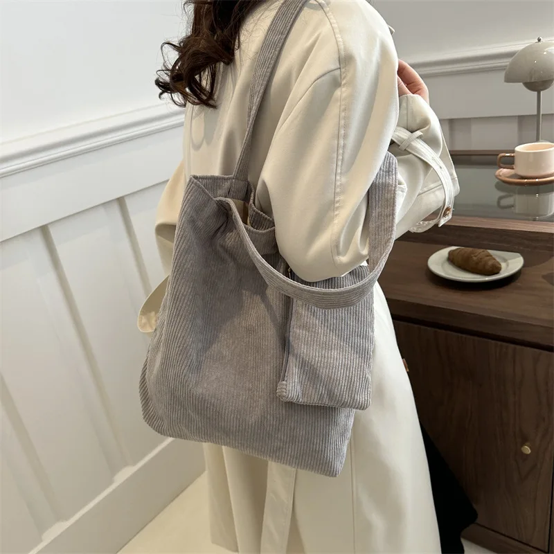 Large capacity canvas shoulderbag foldable eco-friendly cotton handbag shoulderbag grocery bag stylish and personalized tote bag