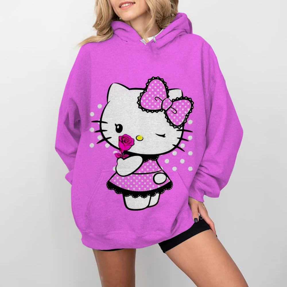 MINISO Couple Hoodies Fashion Coulomi Hello Kitty 3D Print Hoodie Men Women Fashion Casual Sport Sweatshirts Pullovers Hooded