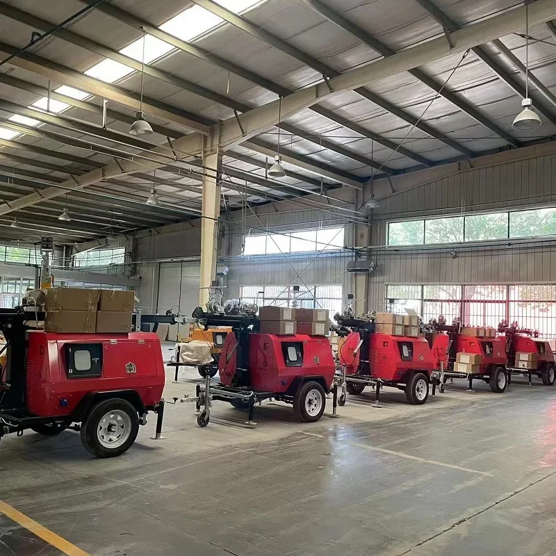 Construction machinery 5 m 7 m 9 mPortable Trailer Hand Electro hydraulic mobile CE EPA lighting tower portable light tower